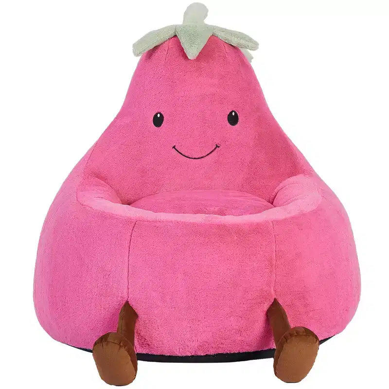 Okak 24/31in Eggplant Shaped Kids Bean Bag Chair, Gaming Bean Bag Chairs with Faux Rabbit Fur for Teens, Comfy Floor Chair for Living Room