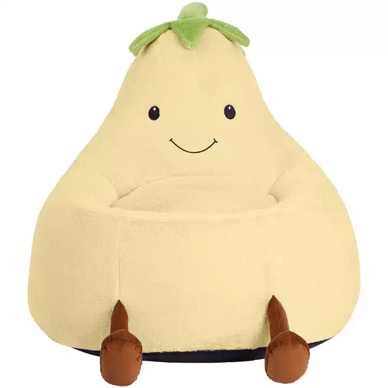 Okak 24/31in Eggplant Shaped Kids Bean Bag Chair, Gaming Bean Bag Chairs with Faux Rabbit Fur for Teens, Comfy Floor Chair for Living Room