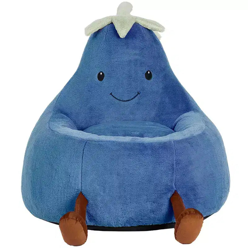 Okak 24/31in Eggplant Shaped Kids Bean Bag Chair, Gaming Bean Bag Chairs with Faux Rabbit Fur for Teens, Comfy Floor Chair for Living Room