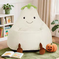 Okak 24/31in Eggplant Shaped Kids Bean Bag Chair, Gaming Bean Bag Chairs with Faux Rabbit Fur for Teens, Comfy Floor Chair for Living Room