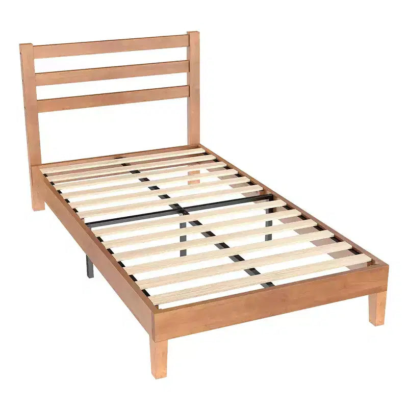 TUYOHW Heavy-Duty Bed Frame with Scratch-Resistant Headboard,1000lbs Capacity,Solid Wood & Metal Platform Bed for Bedroom,No Spring Required