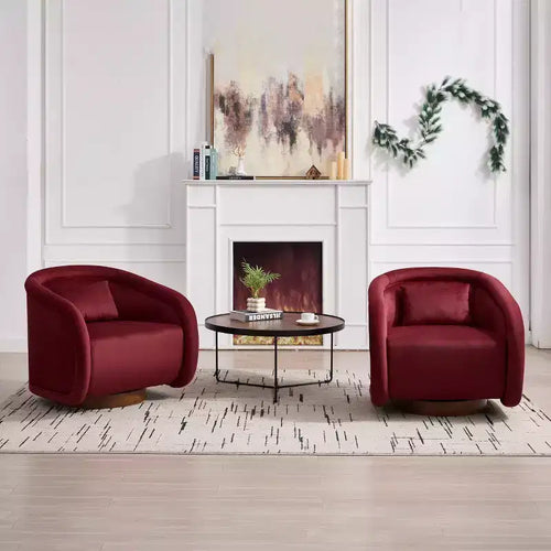 360 Degree Swivel Barrel Chair, Comfy Upholstered Teddy Fabric Accent Chair Pumpkin-Shaped Swivel Chair
