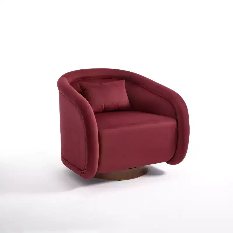 360 Degree Swivel Barrel Chair, Comfy Upholstered Teddy Fabric Accent Chair Pumpkin-Shaped Swivel Chair