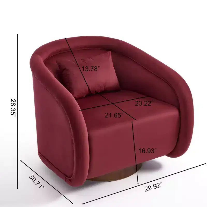 360 Degree Swivel Barrel Chair, Comfy Upholstered Teddy Fabric Accent Chair Pumpkin-Shaped Swivel Chair