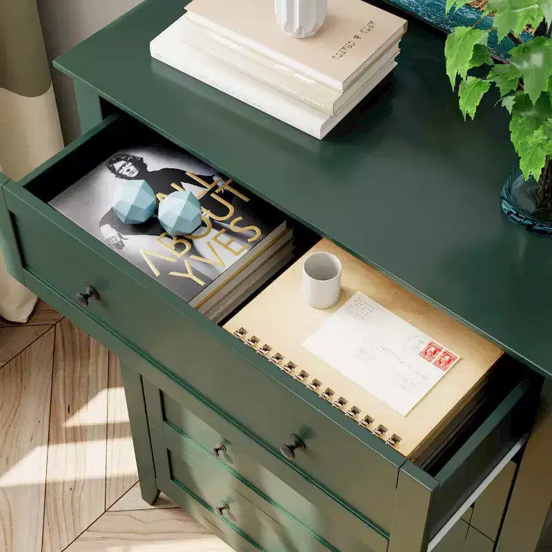 5 Drawer Dresser for Bedroom, Tall Dresser with Deep Drawers & Metal Knobs, Modern Wooden Chests of Drawers