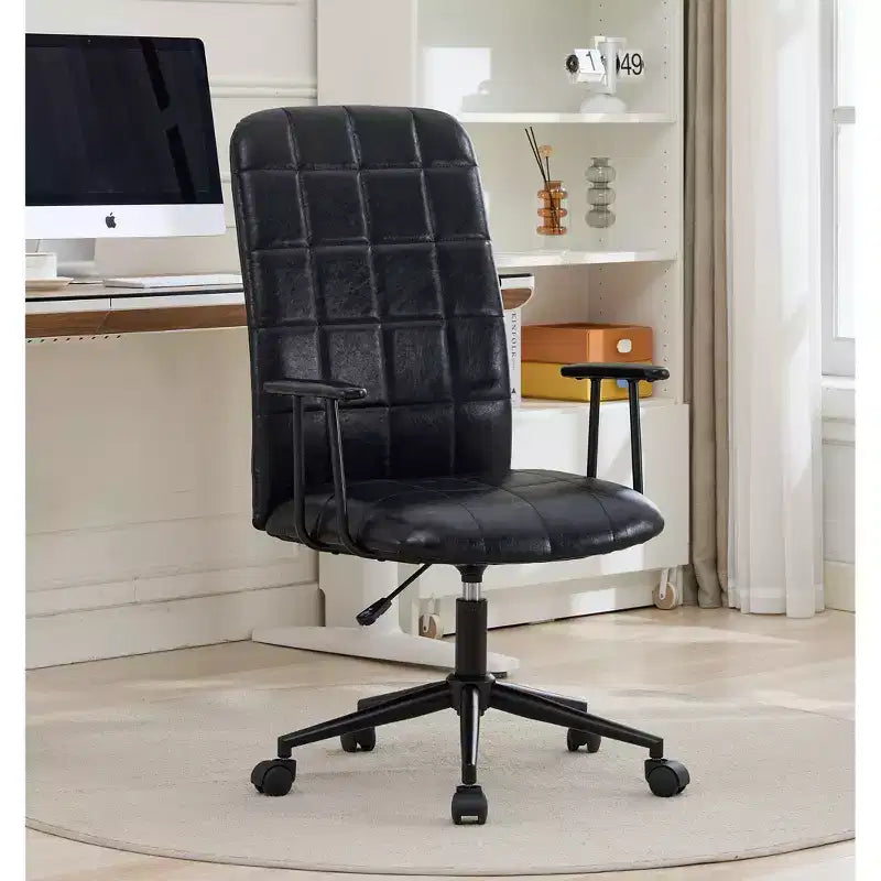GDFStudio Pira Modern 360 Swivel Faux Leather Upholstered Office Chair with Adjustable Height and Wheels