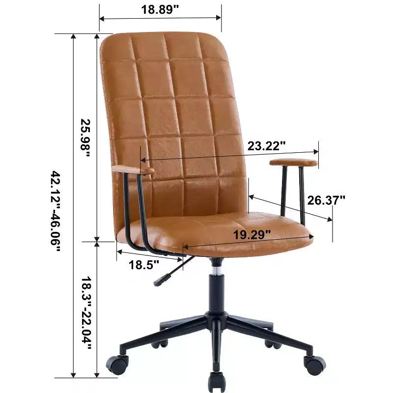 GDFStudio Pira Modern 360 Swivel Faux Leather Upholstered Office Chair with Adjustable Height and Wheels