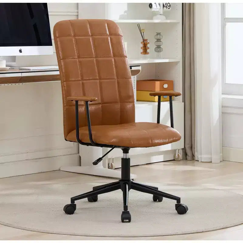 GDFStudio Pira Modern 360 Swivel Faux Leather Upholstered Office Chair with Adjustable Height and Wheels