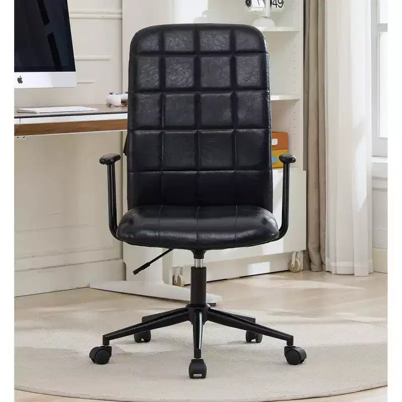 GDFStudio Pira Modern 360 Swivel Faux Leather Upholstered Office Chair with Adjustable Height and Wheels