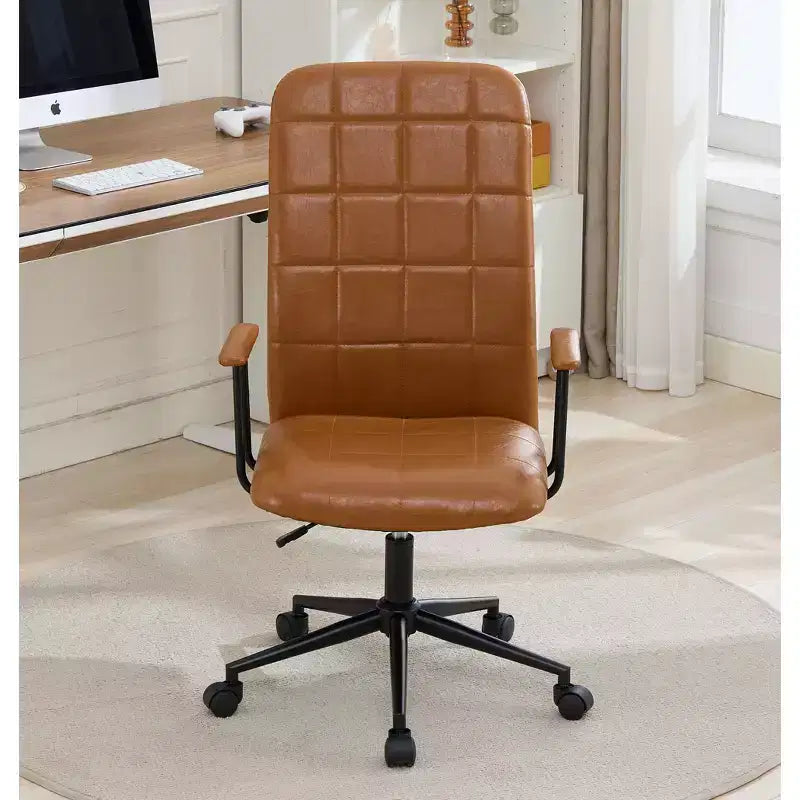 GDFStudio Pira Modern 360 Swivel Faux Leather Upholstered Office Chair with Adjustable Height and Wheels