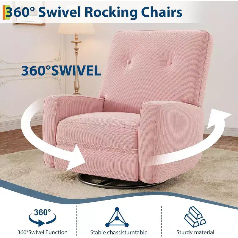 COZONY Swivel Rocker Recliner Chair, 361 Glider Recliner Nursery Chair for Adults, Comfortable Rocking Chair for Living Room, Bedroom & Office