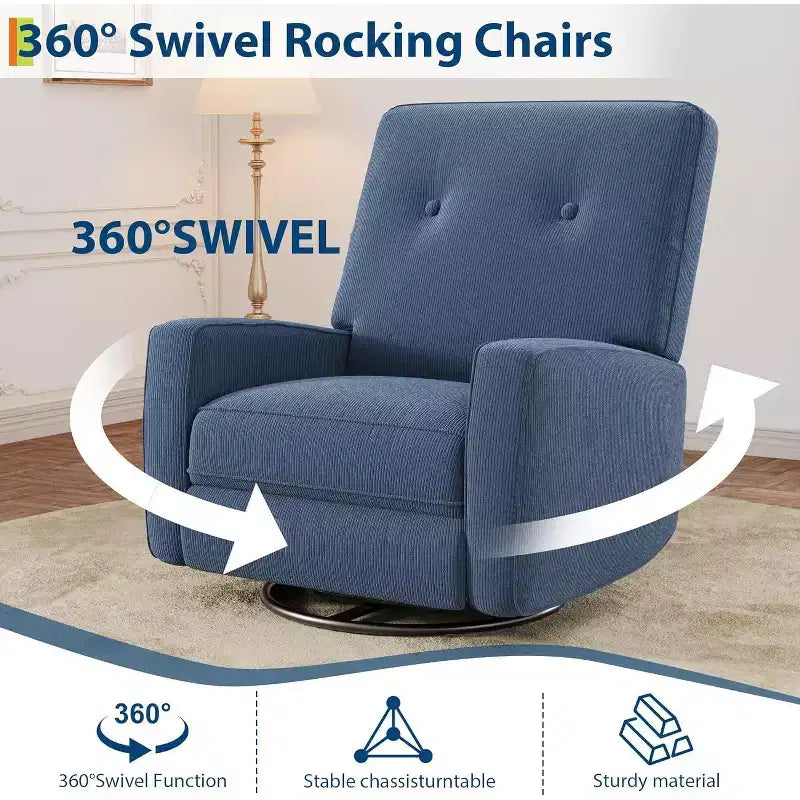 COZONY Swivel Rocker Recliner Chair, 361 Glider Recliner Nursery Chair for Adults, Comfortable Rocking Chair for Living Room, Bedroom & Office