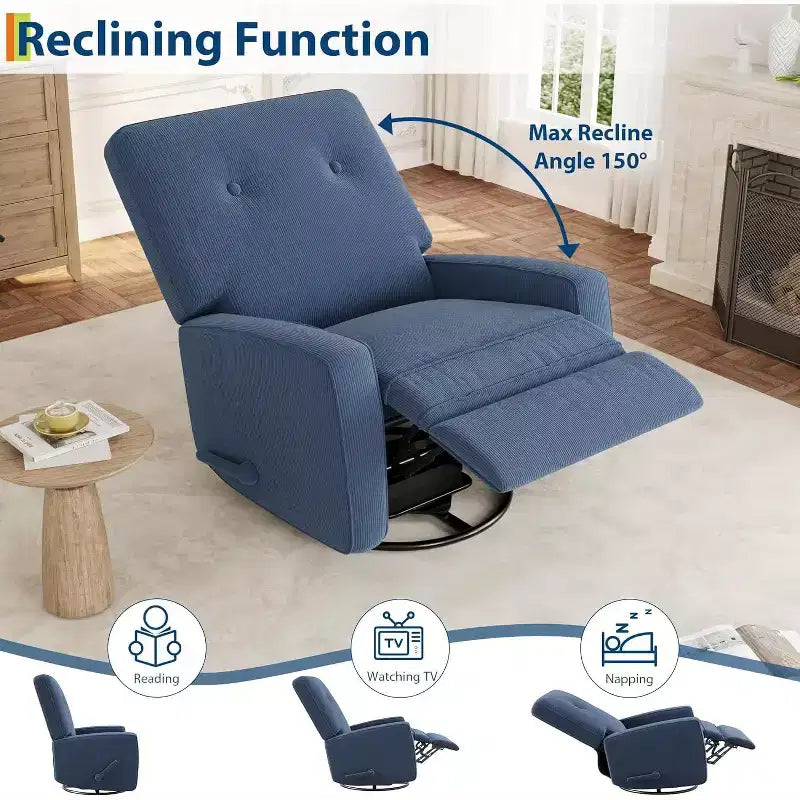 COZONY Swivel Rocker Recliner Chair, 361 Glider Recliner Nursery Chair for Adults, Comfortable Rocking Chair for Living Room, Bedroom & Office