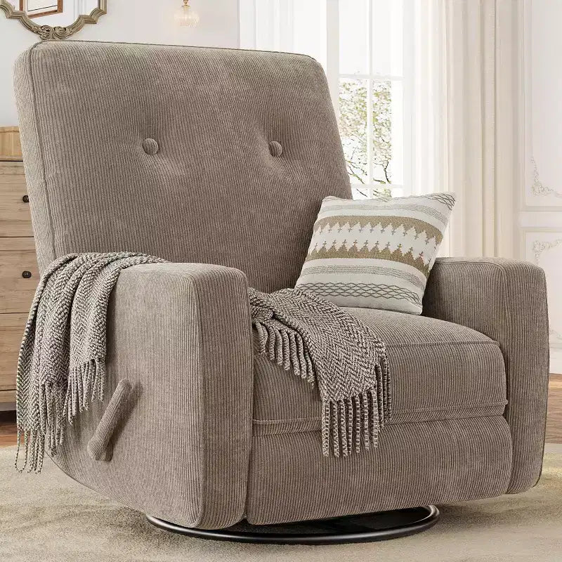 COZONY Swivel Rocker Recliner Chair, 361 Glider Recliner Nursery Chair for Adults, Comfortable Rocking Chair for Living Room, Bedroom & Office