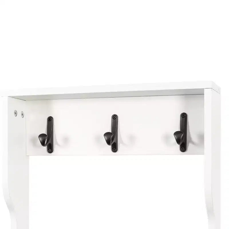 CLIHOME 2-in-1 Coat Rack and Nightstand, Bedside Entryway Storage Organizer with Drawer & Hooks, Freestanding Clothes Hanger