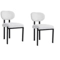 HomeRoots Set of Two White and Black Chenille And Metal Partially Open Back Dining Side Chairs