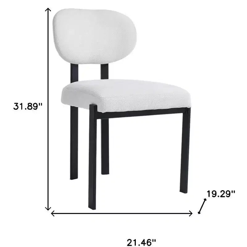 HomeRoots Set of Two White and Black Chenille And Metal Partially Open Back Dining Side Chairs