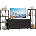 Modern TV Stand Dresser with 9 Fabric Drawers & 2 Industrial Shelves - Large Entertainment Center Console