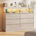 Acekool 6 Drawer Dresser with Storage Shelf, Modern Wide Chest Organizer for Bedroom, Living Room, Hallway