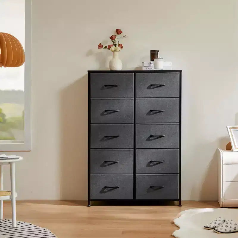 TUYOHW Drawer Tall Dresser with Fabric Storage Drawers,Wide Chest Organizer with Wood Top,Chest of Drawers for Bedroom,Entryway,Nursery,Closet