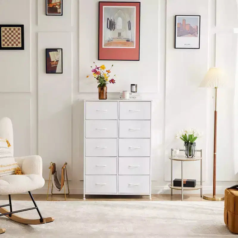 TUYOHW Drawer Tall Dresser with Fabric Storage Drawers,Wide Chest Organizer with Wood Top,Chest of Drawers for Bedroom,Entryway,Nursery,Closet