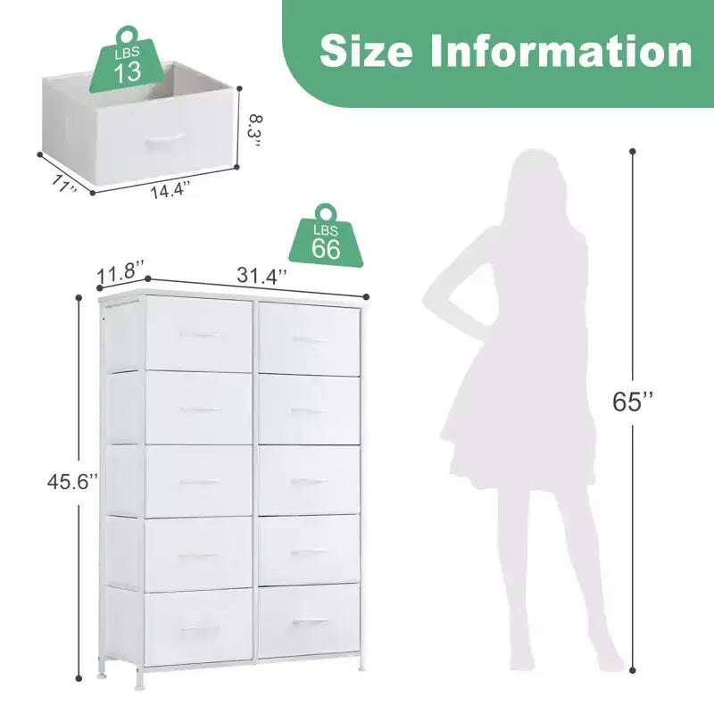 TUYOHW Drawer Tall Dresser with Fabric Storage Drawers,Wide Chest Organizer with Wood Top,Chest of Drawers for Bedroom,Entryway,Nursery,Closet