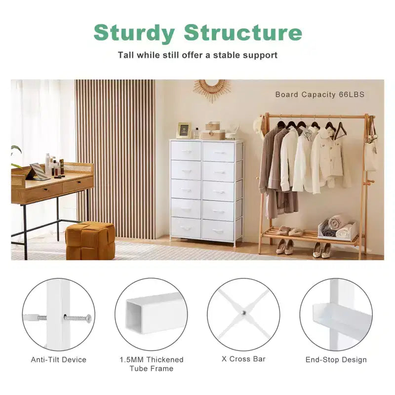 TUYOHW Drawer Tall Dresser with Fabric Storage Drawers,Wide Chest Organizer with Wood Top,Chest of Drawers for Bedroom,Entryway,Nursery,Closet
