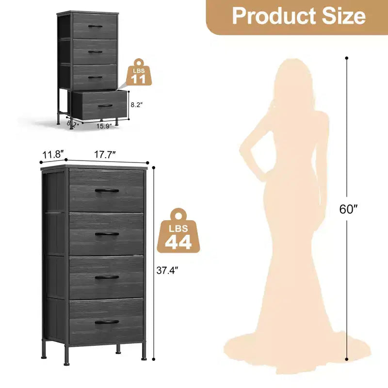 TUYOHW Drawer Tall Dresser with Fabric Storage Drawers,Wide Chest Organizer with Wood Top,Chest of Drawers for Bedroom,Entryway,Nursery,Closet