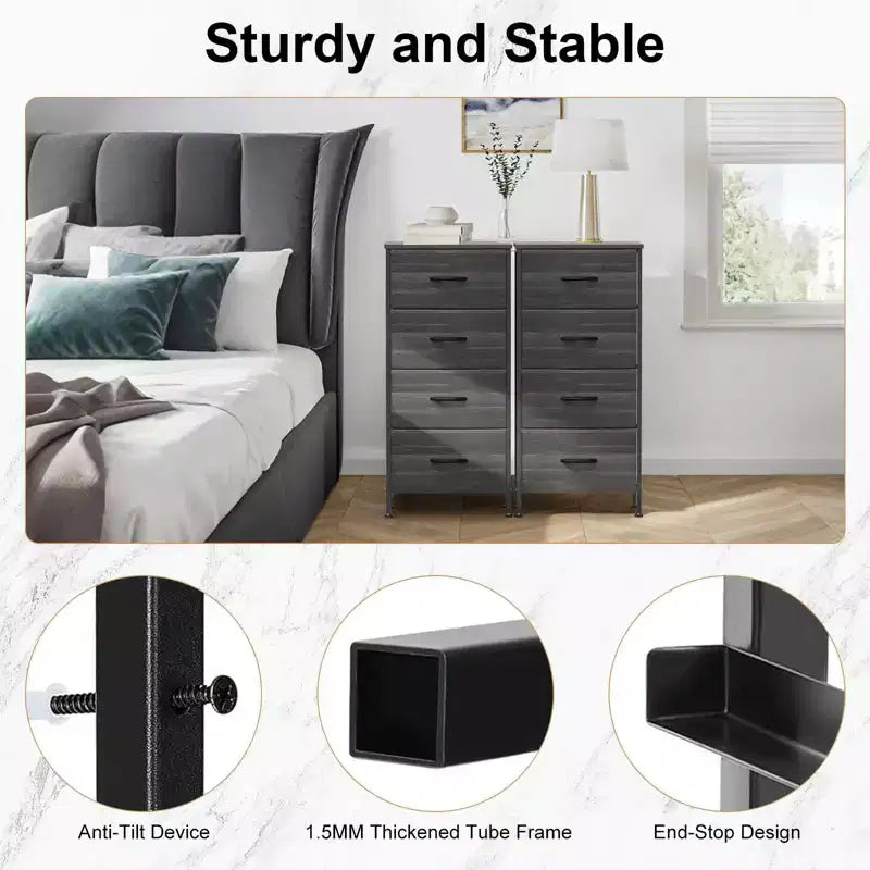 TUYOHW Drawer Tall Dresser with Fabric Storage Drawers,Wide Chest Organizer with Wood Top,Chest of Drawers for Bedroom,Entryway,Nursery,Closet
