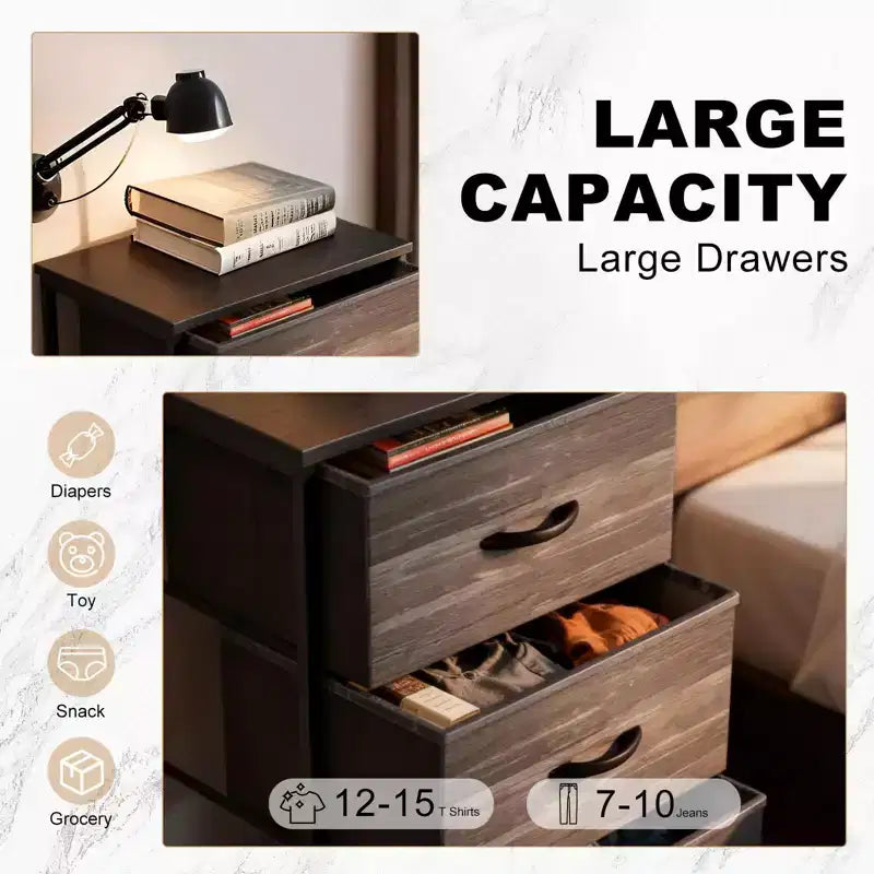 TUYOHW Drawer Tall Dresser with Fabric Storage Drawers,Wide Chest Organizer with Wood Top,Chest of Drawers for Bedroom,Entryway,Nursery,Closet