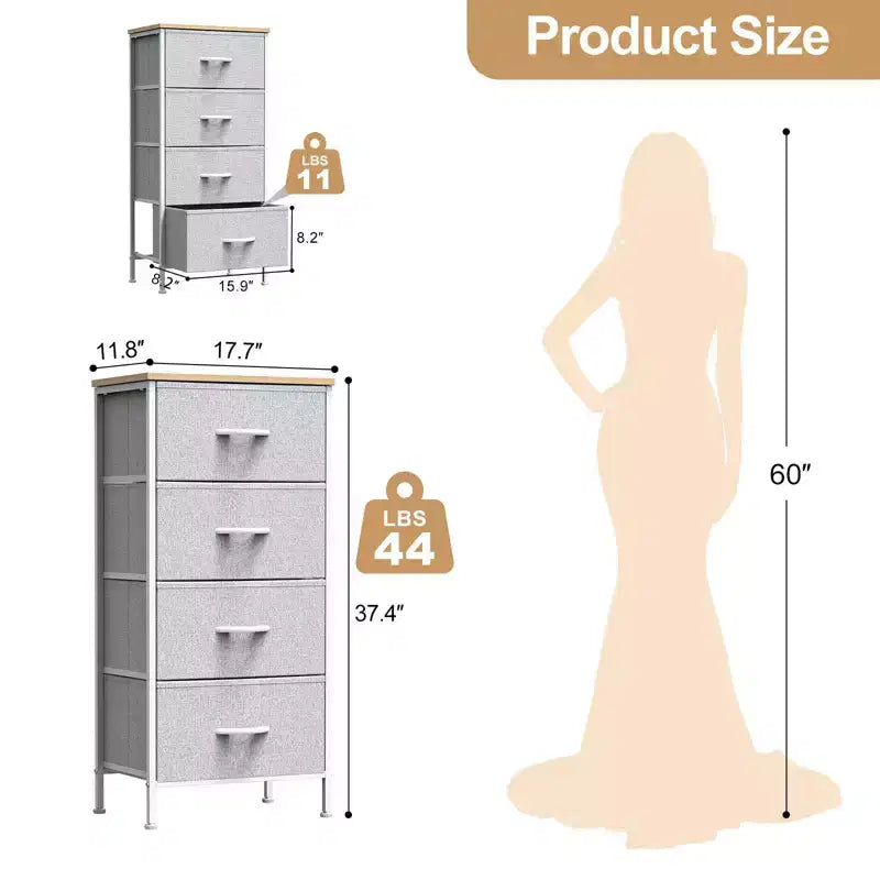 TUYOHW Drawer Tall Dresser with Fabric Storage Drawers,Wide Chest Organizer with Wood Top,Chest of Drawers for Bedroom,Entryway,Nursery,Closet