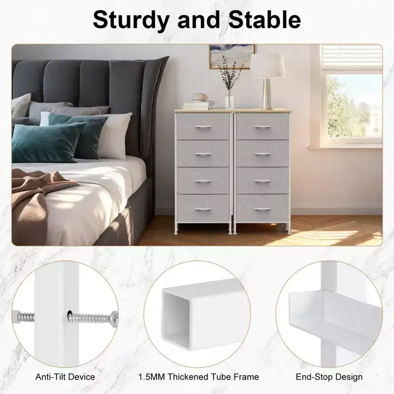 TUYOHW Drawer Tall Dresser with Fabric Storage Drawers,Wide Chest Organizer with Wood Top,Chest of Drawers for Bedroom,Entryway,Nursery,Closet