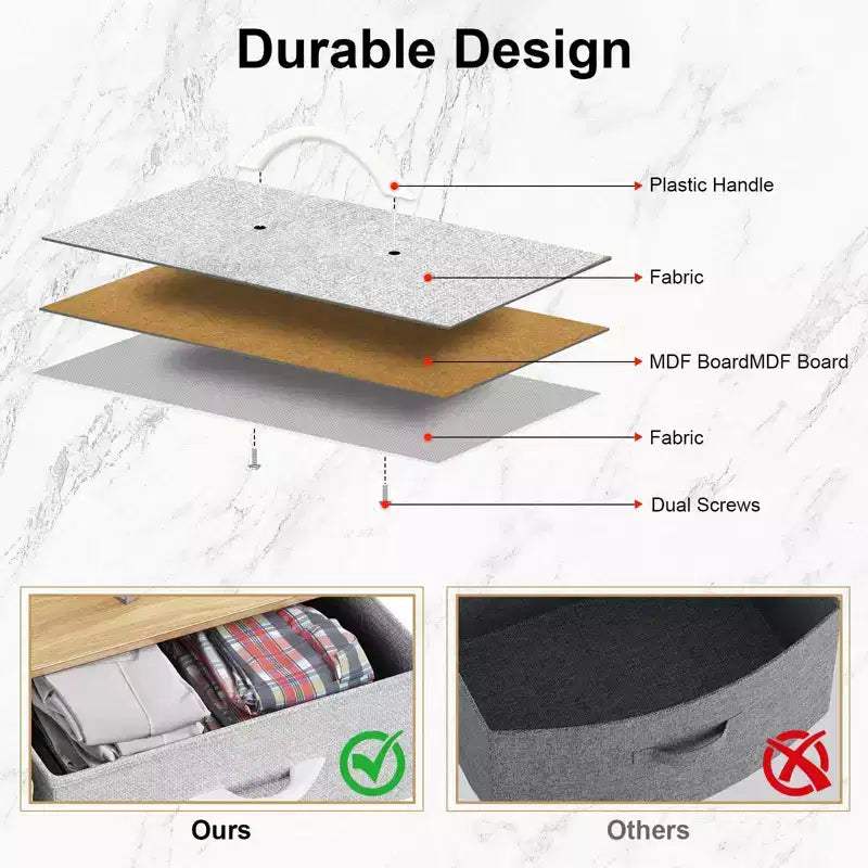 TUYOHW Drawer Tall Dresser with Fabric Storage Drawers,Wide Chest Organizer with Wood Top,Chest of Drawers for Bedroom,Entryway,Nursery,Closet