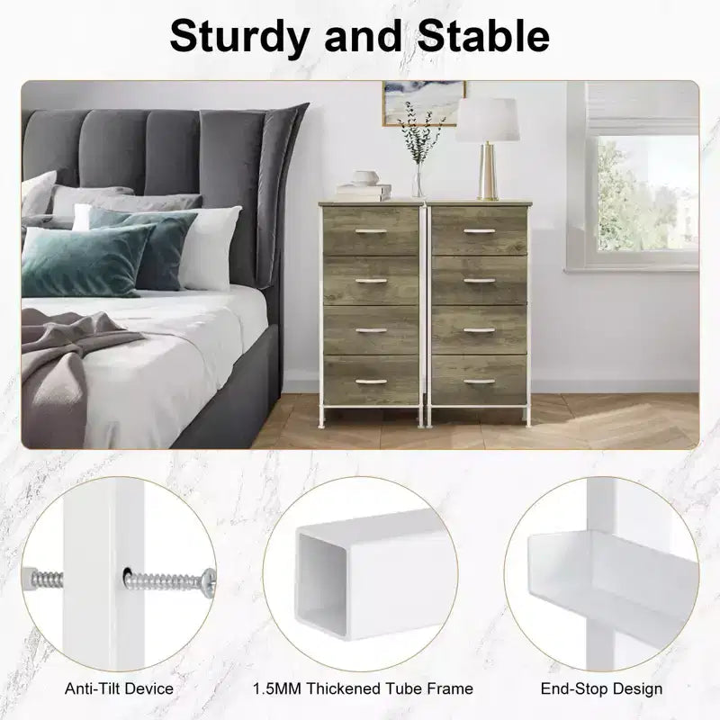 TUYOHW Drawer Tall Dresser with Fabric Storage Drawers,Wide Chest Organizer with Wood Top,Chest of Drawers for Bedroom,Entryway,Nursery,Closet