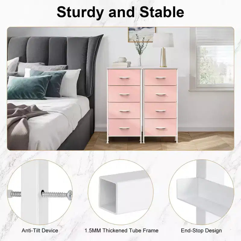 TUYOHW Drawer Tall Dresser with Fabric Storage Drawers,Wide Chest Organizer with Wood Top,Chest of Drawers for Bedroom,Entryway,Nursery,Closet