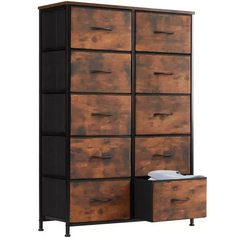 TUYOHW Drawer Tall Dresser with Fabric Storage Drawers,Wide Chest Organizer with Wood Top,Chest of Drawers for Bedroom,Entryway,Nursery,Closet