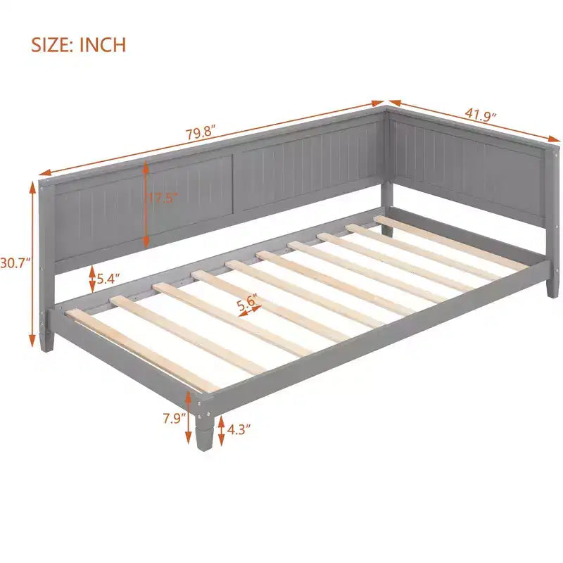 Okak Twin/Full Modern Bed Frame Sofa Bed with Wooden Headboard,Classic Daybed Platform Bed for Bedroom,Kids Room