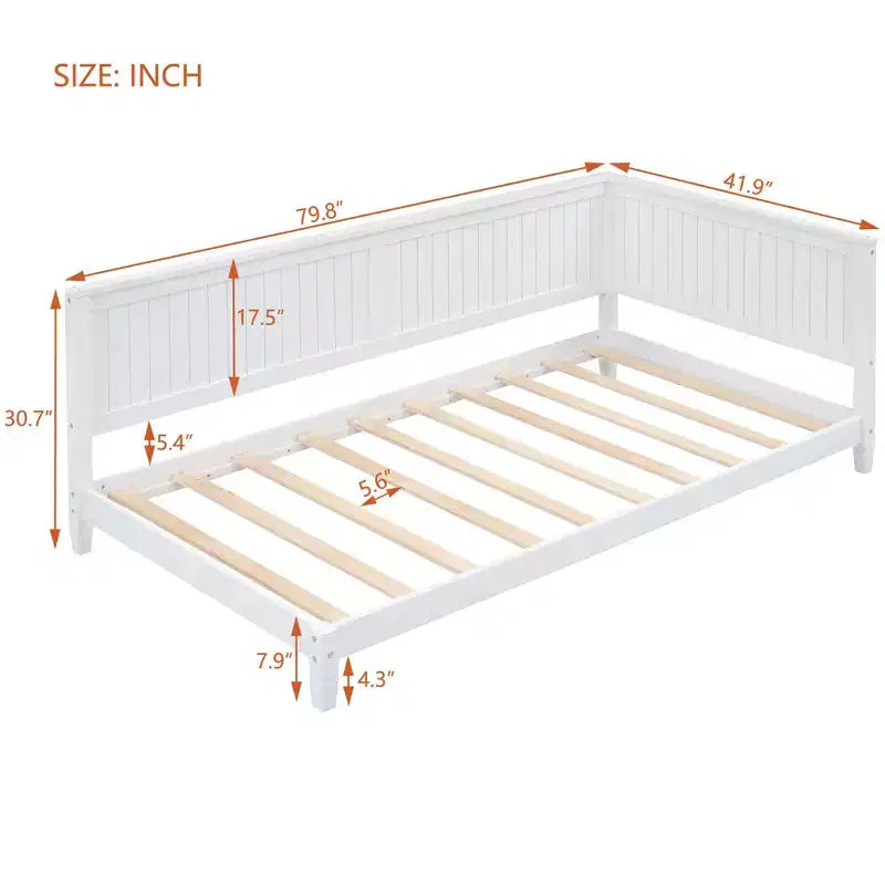 Okak Twin/Full Modern Bed Frame Sofa Bed with Wooden Headboard,Classic Daybed Platform Bed for Bedroom,Kids Room