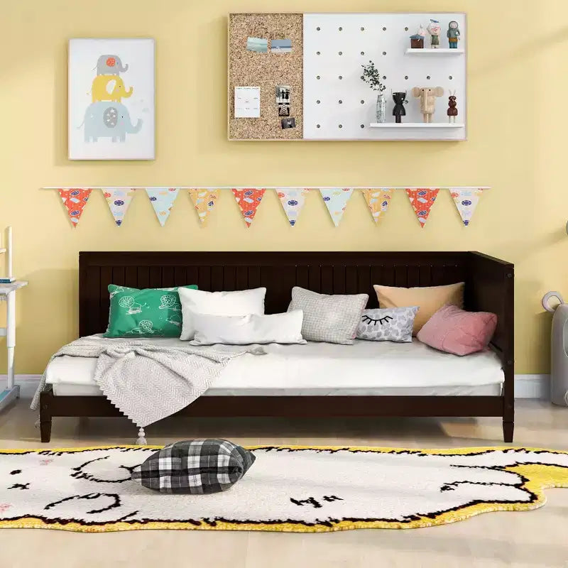 Okak Twin/Full Modern Bed Frame Sofa Bed with Wooden Headboard,Classic Daybed Platform Bed for Bedroom,Kids Room