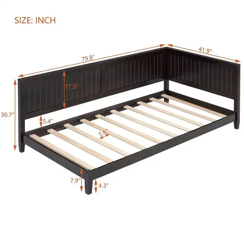 Okak Twin/Full Modern Bed Frame Sofa Bed with Wooden Headboard,Classic Daybed Platform Bed for Bedroom,Kids Room