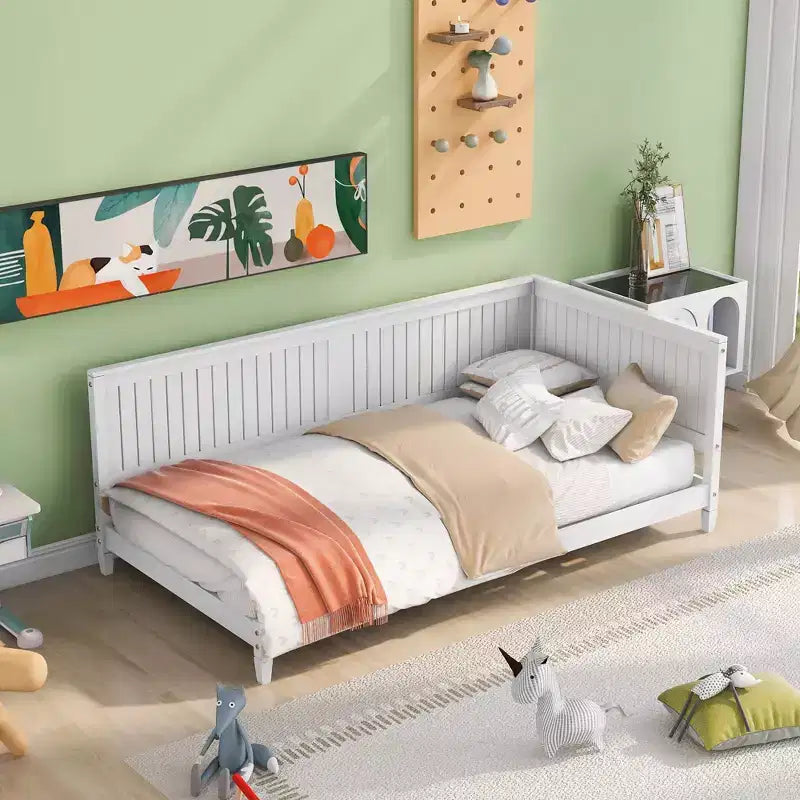 Okak Twin/Full Modern Bed Frame Sofa Bed with Wooden Headboard,Classic Daybed Platform Bed for Bedroom,Kids Room