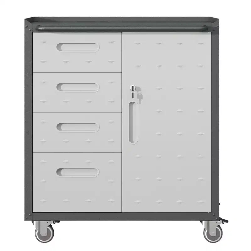 VIYET 35H Heavy-Duty Steel Tool Cabinet with Wheels - Drawers + Lockable Compartment, Mobile Organizer for Garage/Home/Office/Warehouse