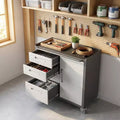VIYET 35H Heavy-Duty Steel Tool Cabinet with Wheels - Drawers + Lockable Compartment, Mobile Organizer for Garage/Home/Office/Warehouse