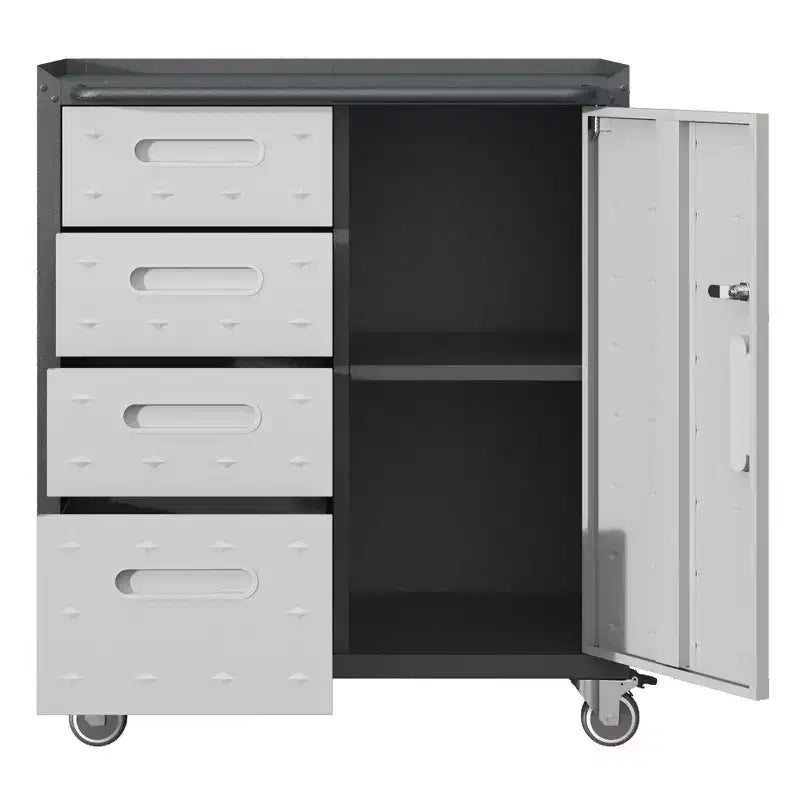 VIYET 35H Heavy-Duty Steel Tool Cabinet with Wheels - Drawers + Lockable Compartment, Mobile Organizer for Garage/Home/Office/Warehouse