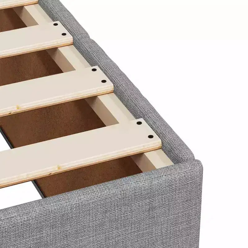 vidaXL Bed FramePolyester, Plywood, Engineered Wood Twin