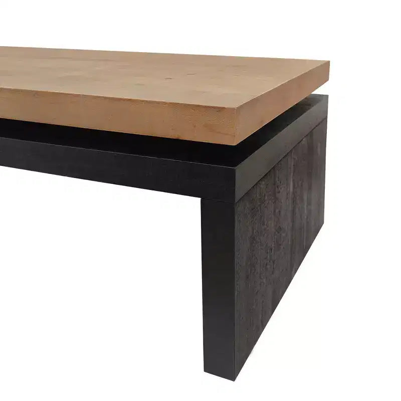 TUYOHW 47.6 Modern Industrial Coffee Table,Wooden Center Table for Living Room,Rectangular Cocktail Table with 2-Tier Floating Top