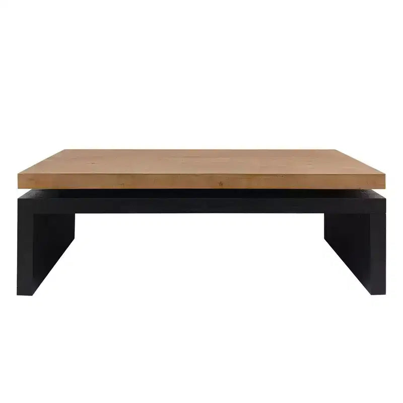 TUYOHW 47.6 Modern Industrial Coffee Table,Wooden Center Table for Living Room,Rectangular Cocktail Table with 2-Tier Floating Top