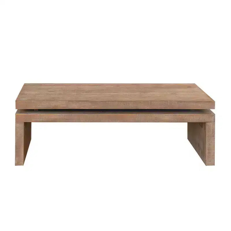 TUYOHW 47.6 Modern Industrial Coffee Table,Wooden Center Table for Living Room,Rectangular Cocktail Table with 2-Tier Floating Top