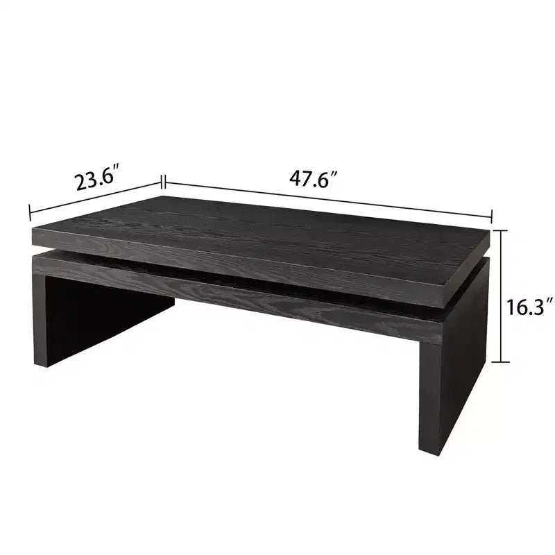 TUYOHW 47.6 Modern Industrial Coffee Table,Wooden Center Table for Living Room,Rectangular Cocktail Table with 2-Tier Floating Top
