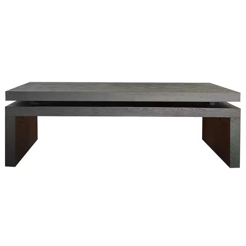 TUYOHW 47.6 Modern Industrial Coffee Table,Wooden Center Table for Living Room,Rectangular Cocktail Table with 2-Tier Floating Top